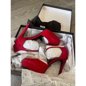 NATORI Sae Suede Ankle Strap Platform Pump Size 8.5 NWB